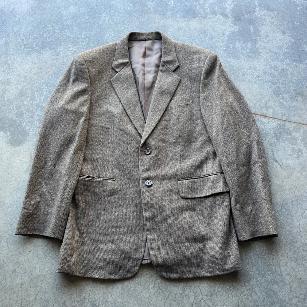 Lims Tailor Mens Brown Herringbone Wool Blazer Hand Made Bespoke Sport Coat